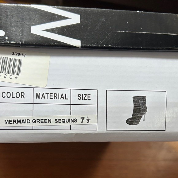 Mermaid Green and Black Sequin Ankle Booties - Picture 10 of 10